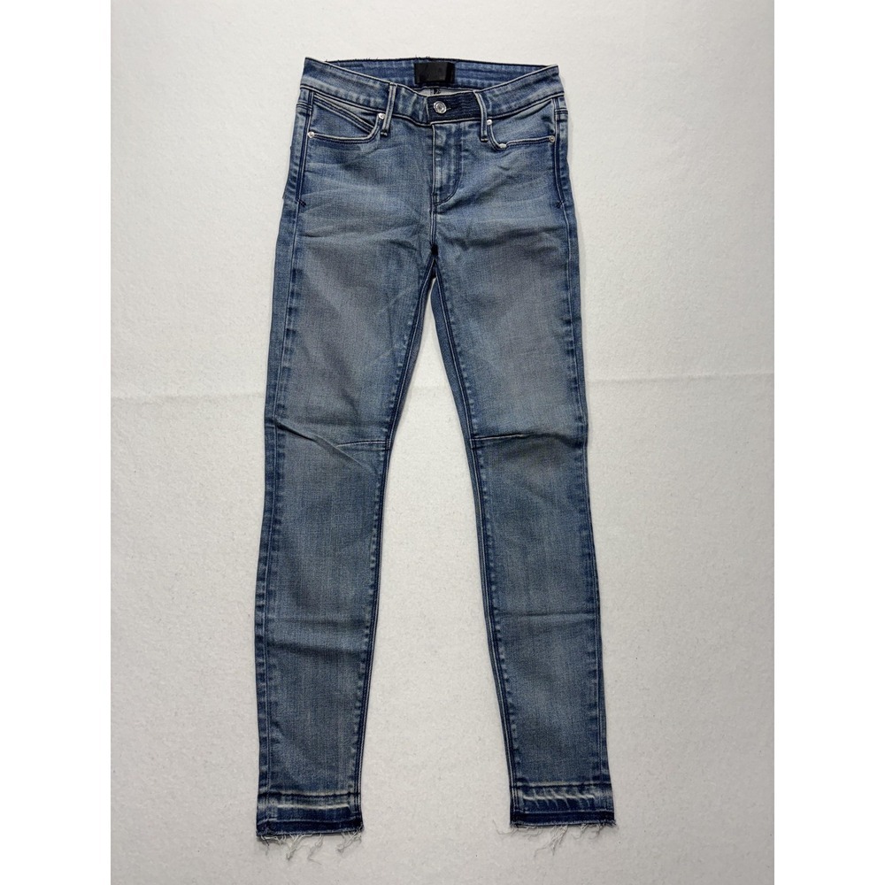 RtA Jeans Womens 25 Blue Medium Wash Mid Rise Skinny Stretch Raw Hem 25x29